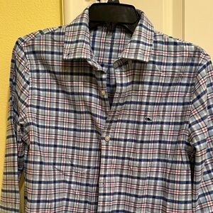 Vineyard Vines Blue and Pink Plaid Kids Button Down Shirt